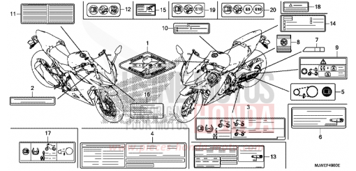 ETIQUETTE DE PRECAUTIONS CBR500RAJ de 2018